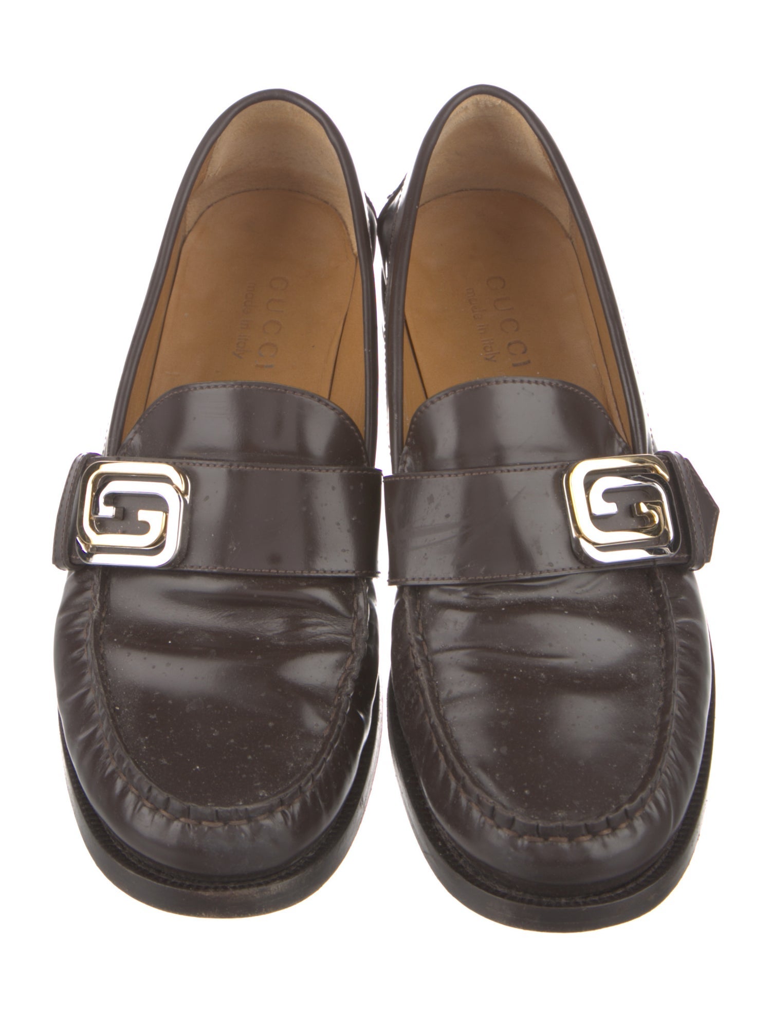 Gucci Interlocking G Logo Leather Dress Loafers